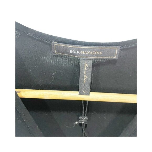 BCBG MAXAZRIA Dress Size 0 V Neck Stretch Striped Short Sleeve Crossover Front - Picture 5 of 6